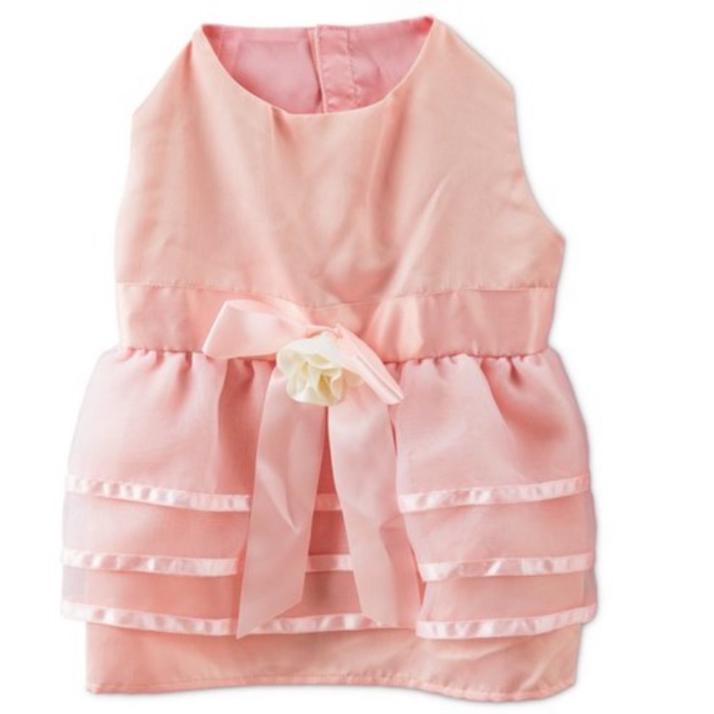 Flower Girl Small Dog Costume Wedding Pet Halloween Pink Satin